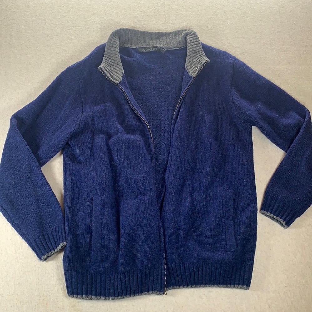 Irelandseye Dublin 100% Wool Blue Full Zip Cardigan